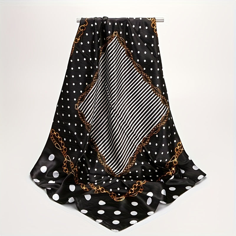 Lightweight Satin Polka Dot Scarf 88.9cm Square Faux Silk Fashion Accessory