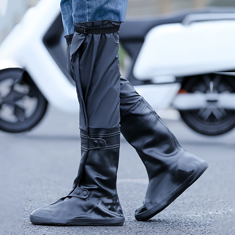 Unisex Waterproof Rain Boot Covers Durable Non-Slip Reusable Black Hiking