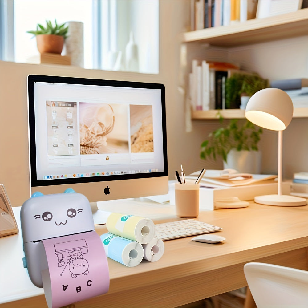 Rang-barang yopishqoq stiker rulolari 57x25mm yaltiroq, kompostlanadigan, mini printerlar uchun fotosuratlar, eslatmalar