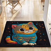 Cartoon Cat Plush Rug 8mm Indoor Mat for Bathroom Kitchen Living Room Bedroom
