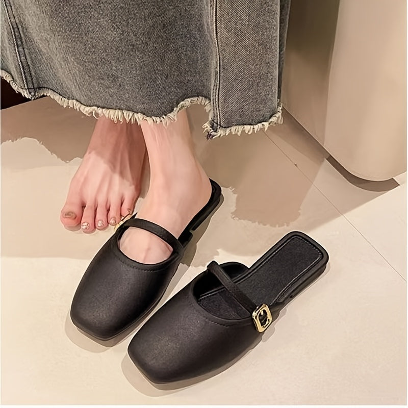 Women's Slip-On Sandals T-Strap Casual Shoes for Spring Summer