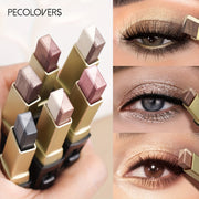 Barra de sombras de ojos de doble tono con perlas para mujer, a prueba de agua y de larga duración