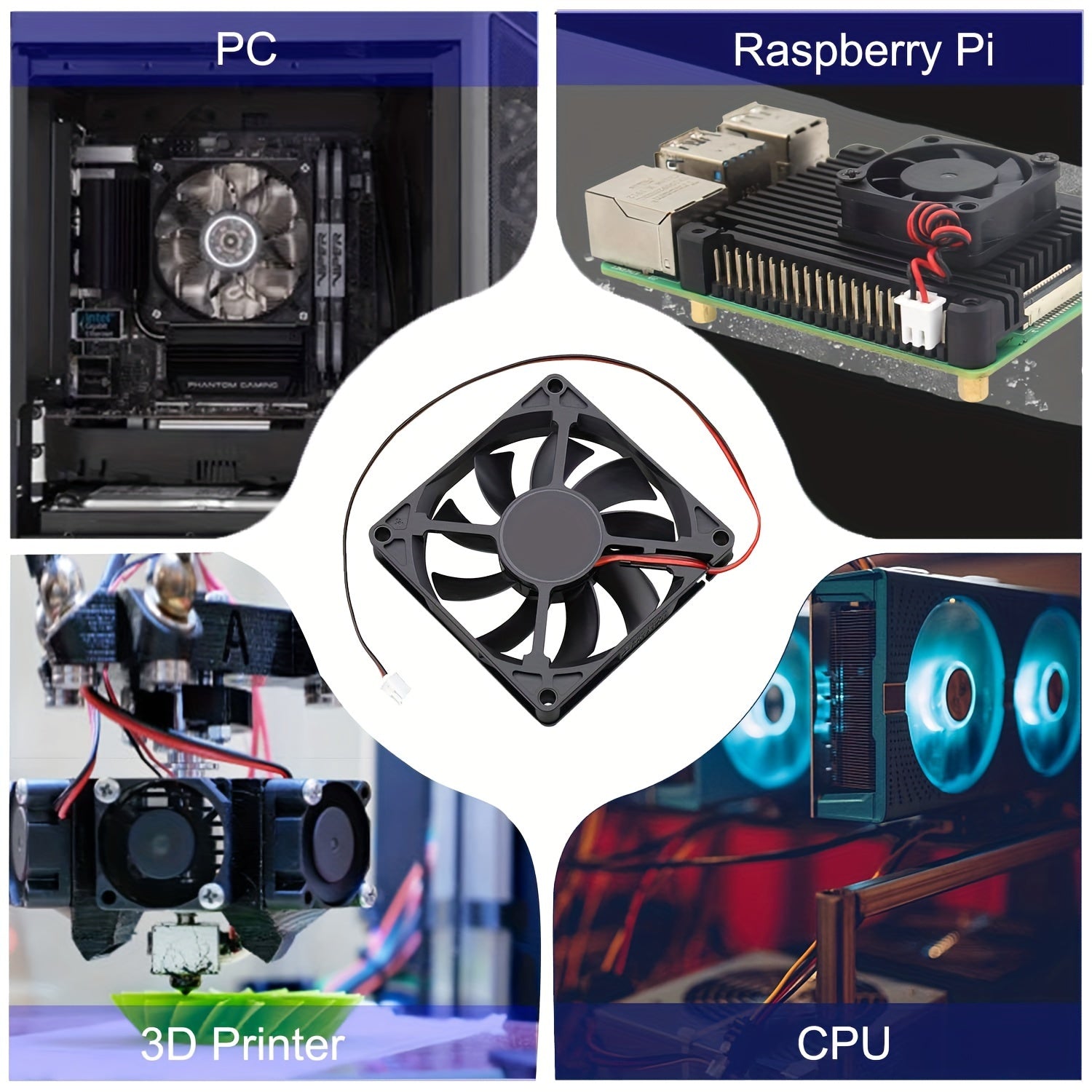 3 Pack 80mm Computer Cooling Fans 12V 24V CPU Cooler Case Fans