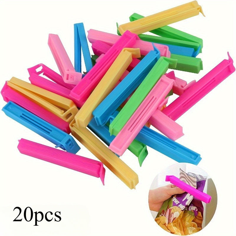 20 ta Qayta Ishlatiladigan Oziq-ovqat Sumkasi Kliplari - Yangilanish uchun Mustahkam Qopqoq, Suv O'tkazmaydigan va Namlikka Qarshi - Ko'p Funktsiyali Oshxona Saqlash Yechimi