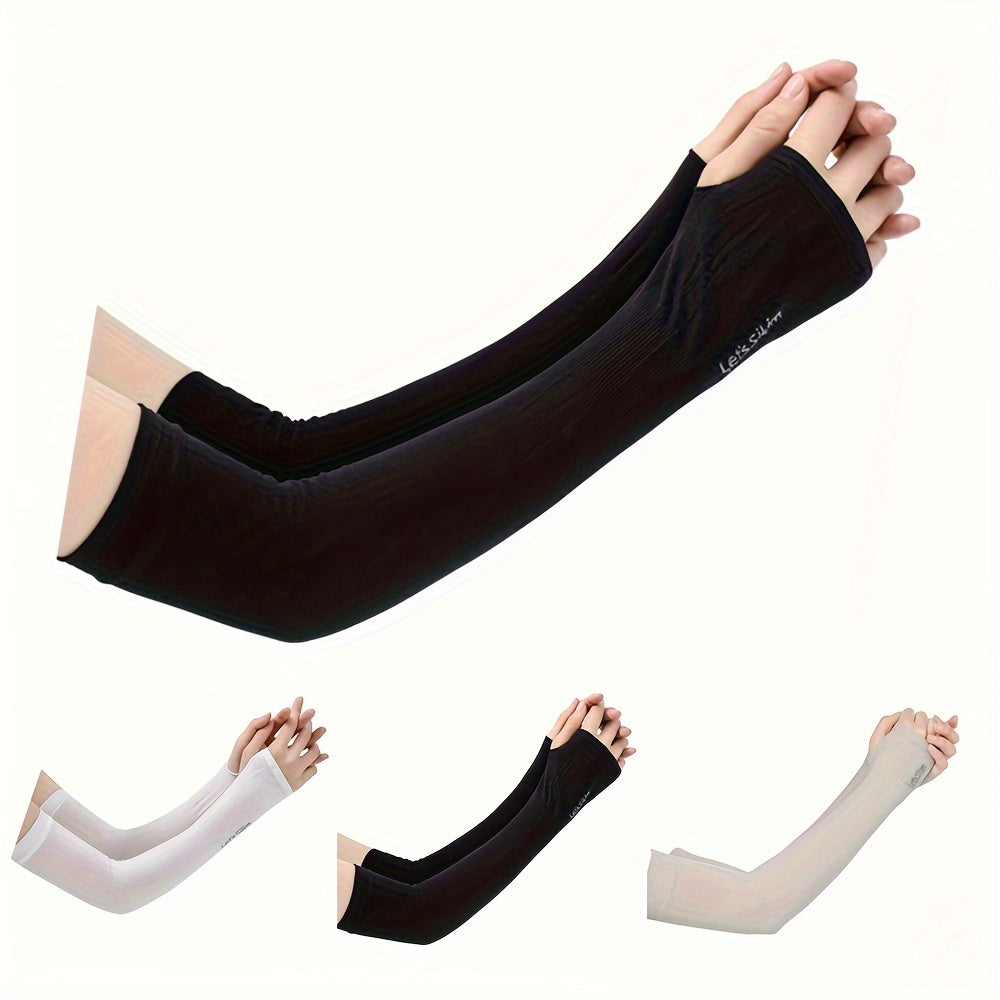 Mangas de protección solar de nylon para hombres y mujeres, cubre brazos con protección UV y dedos