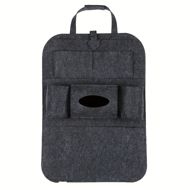 Multifunctional Felt Car Seat Back Storage Bag Organizer Grey