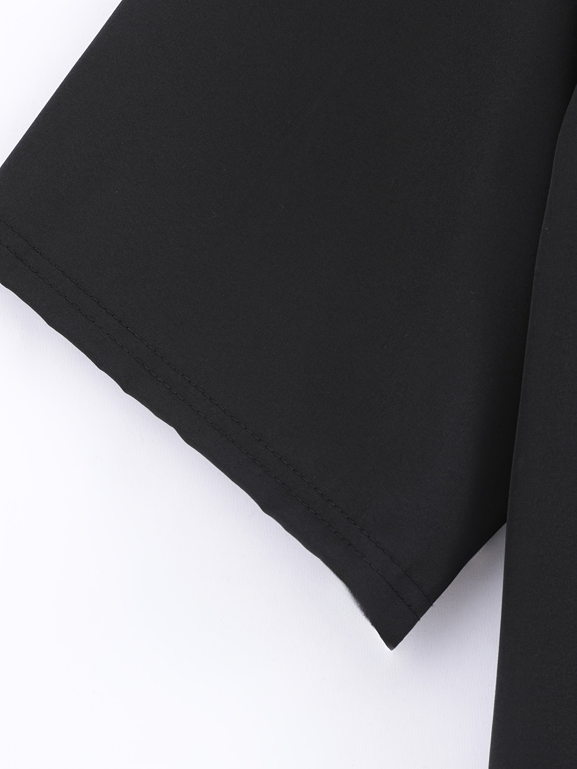 Men's Summer Kimono Shirt Casual Solid Color Three-Quarter Sleeve Open Placket Polyester