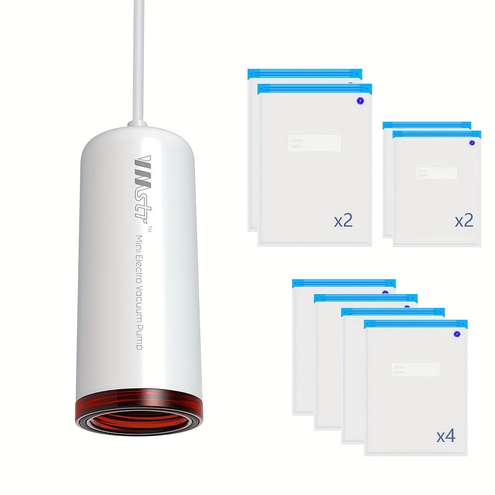 Portativ USB bilan quvvatlanadigan mini vakuum yopishtiruvchi kiyimlar va oziq-ovqatni uyda va sayohat paytida yangi holatda saqlaydi.