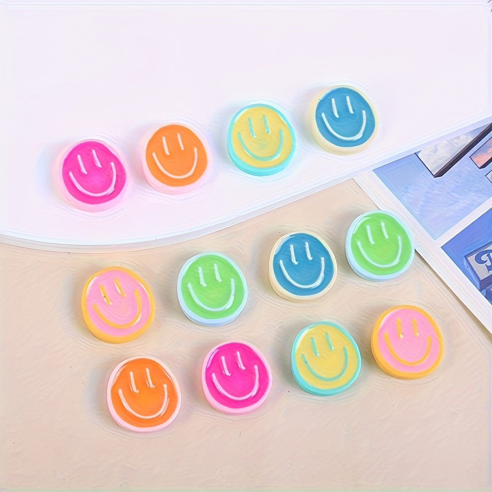 6Pcs or 12Pcs Joyful Face Resin Shoe Charms Pastel Bright Colors for Sneakers and Boots