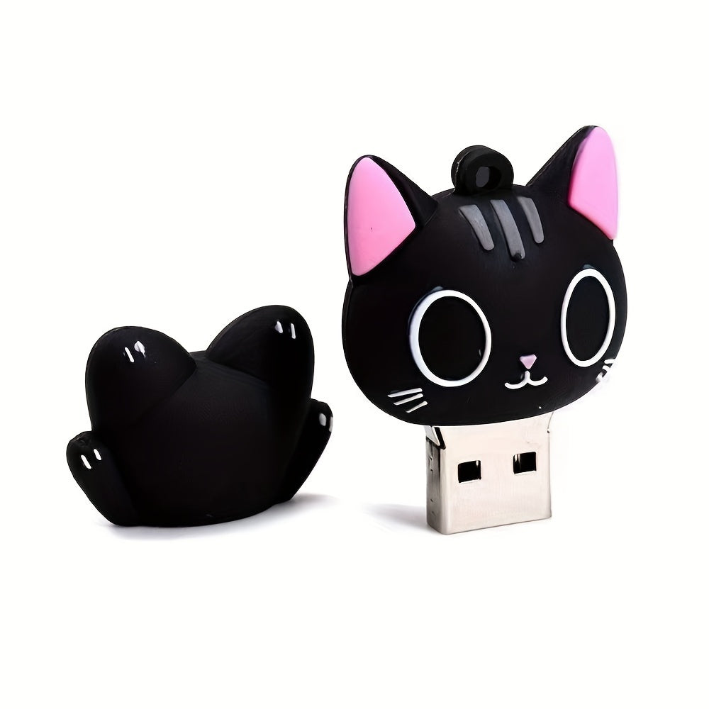 Cute Cat USB Flash Drive 128GB Silicone Portable Data Storage Device