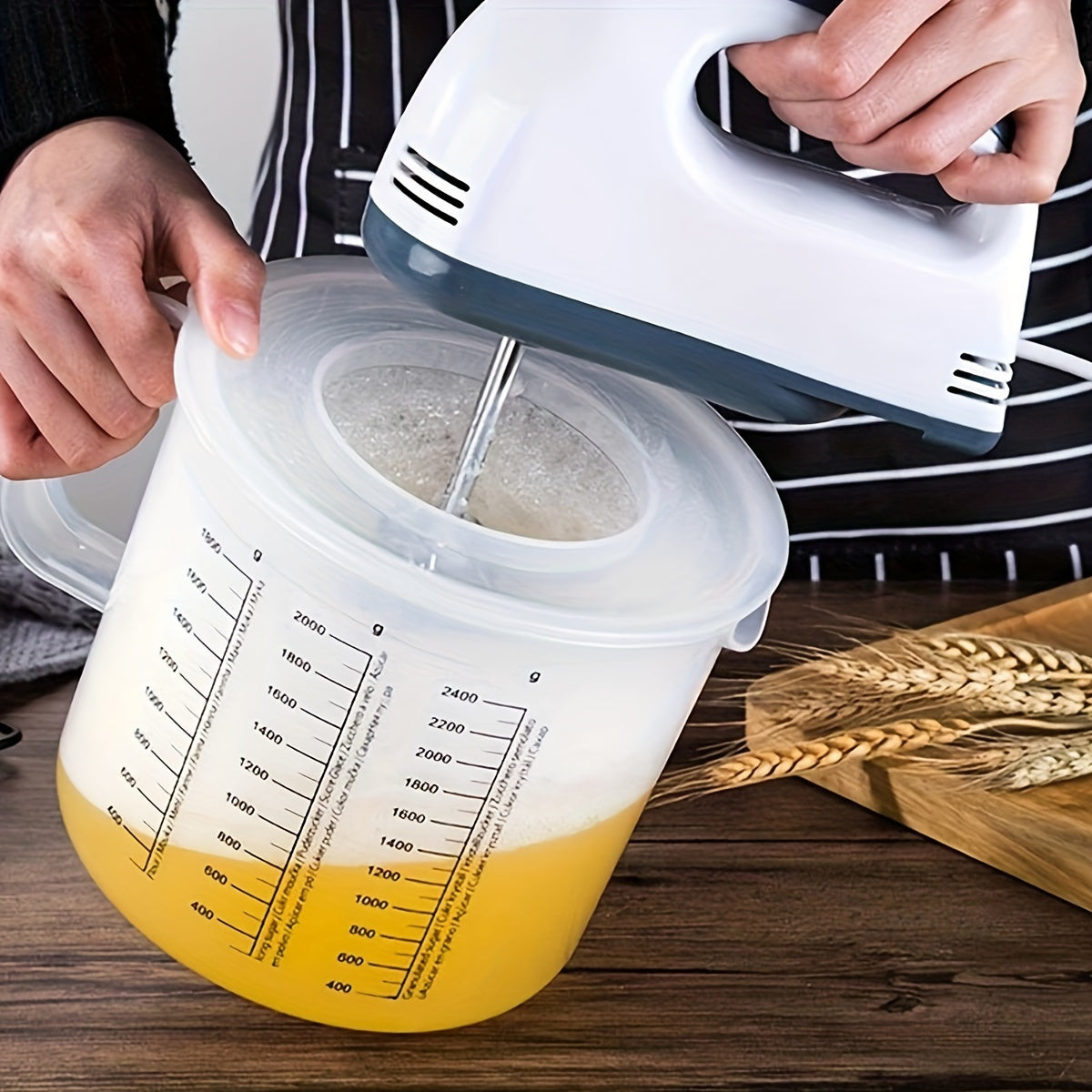 5L Oqilona Plastik Pishirish Kubogi va Qopqoq, Issiqlikka chidamli Aralashtirish Kattasi, Bardoshli Oshxona Asbobi