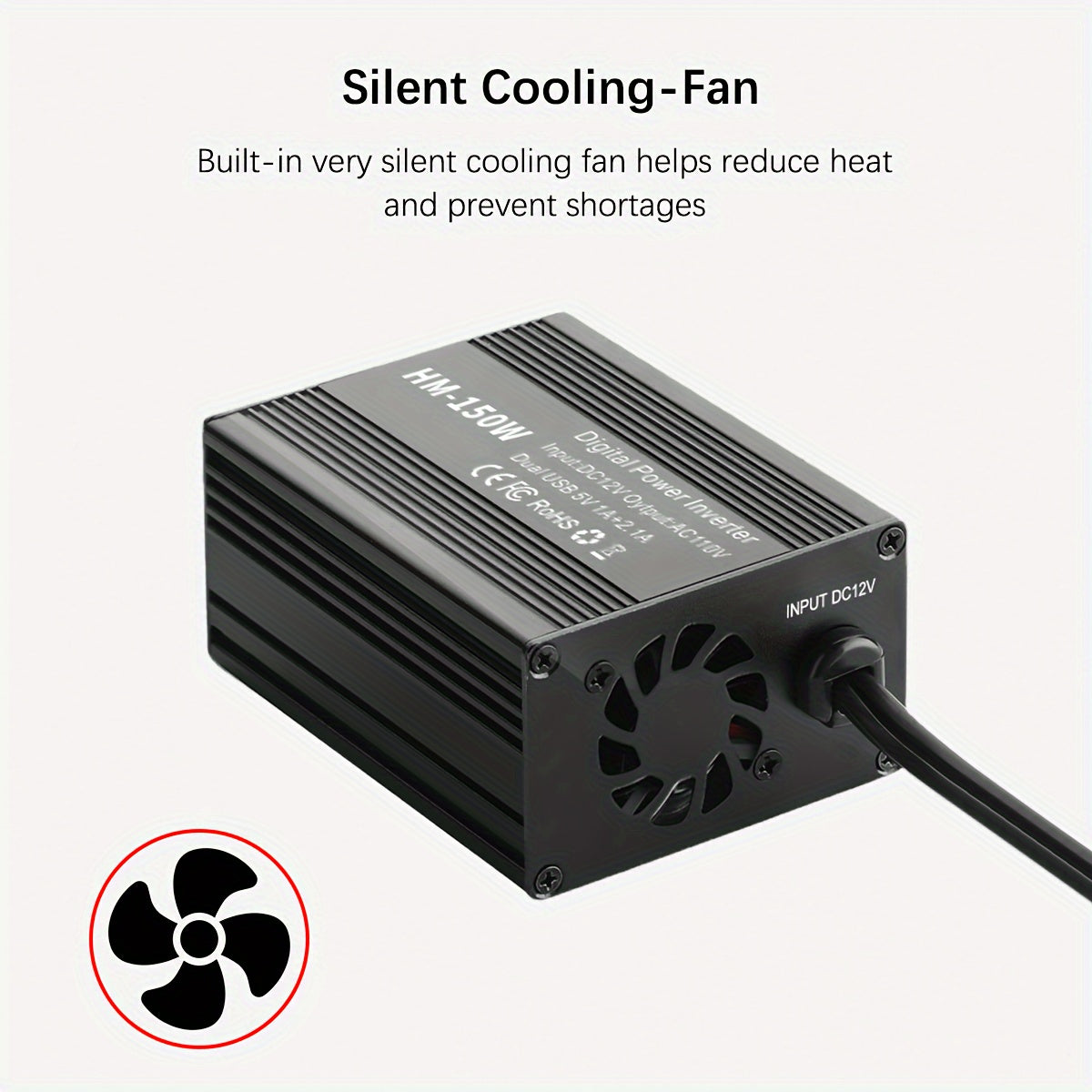 150W Car Power Inverter with 2 USB Ports and 110V Power Jack