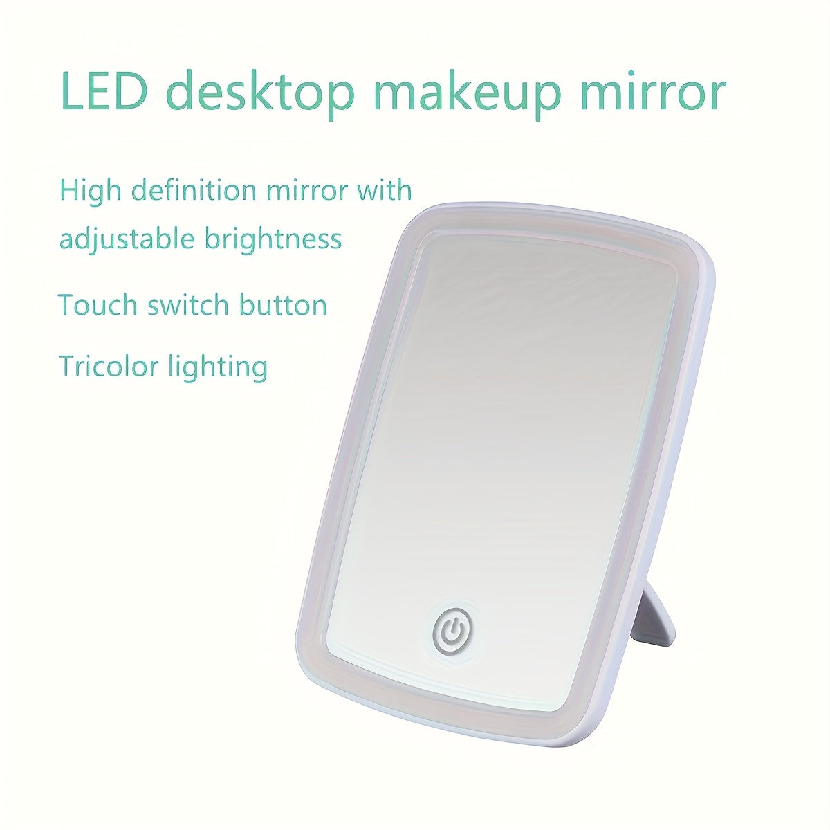 Portable LED Makeup Mirror with Touch Control and Adjustable Brightness
