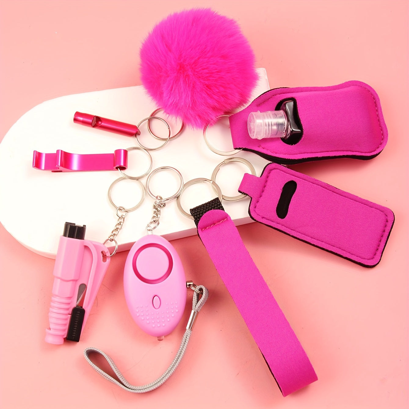 Set of 8 Survival Tools Including Personal Alarm Mini Window Breaker and Whistle in Durable Zinc Alloy