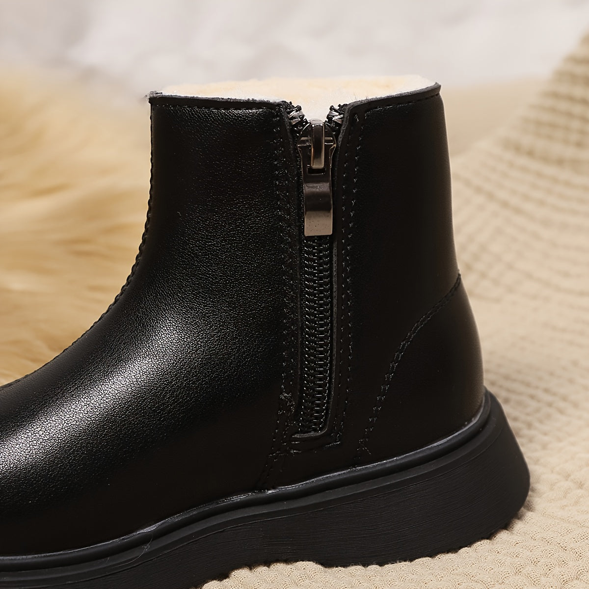 Ayollar uchun tasodifiy kiyim uchun iliq fleece astarli botinkalar