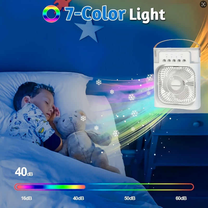 3 tezlikli USB zaryadlash uchun stol fanasi, sovutish bug'lari bilan ABS plastmassa, kompakt ofis va yotoqxona uchun