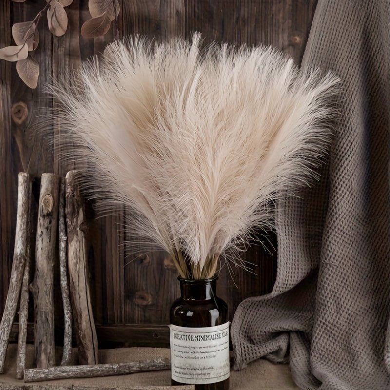 15pcs Faux Pampas Grass Bundle 55.88cm Cream Light Brown for Home Decor Living Room Vase Display