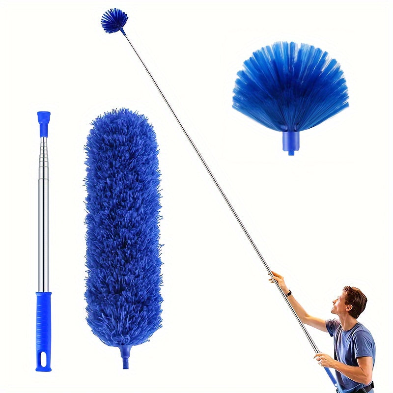 6.1m Extendable Cobweb Duster with Aluminum Pole Stainless Steel Handle Horse Hair Bristles
