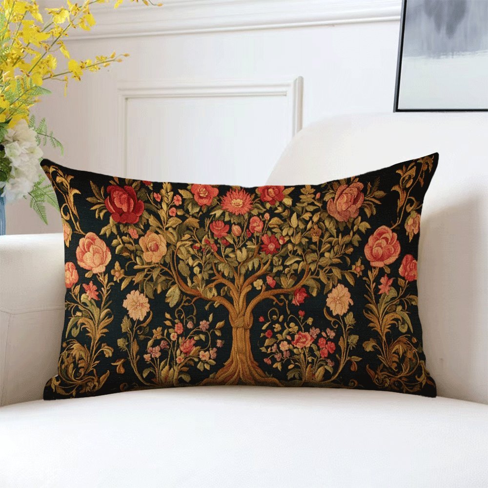 Decorative Velvet Pillow Cover 50.8x30.48cm Tree of Life Design Machine Washable