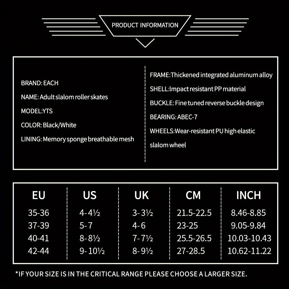 Unisex Inline Skates with Buckle Closure and Four Wheels for Outdoor Sports