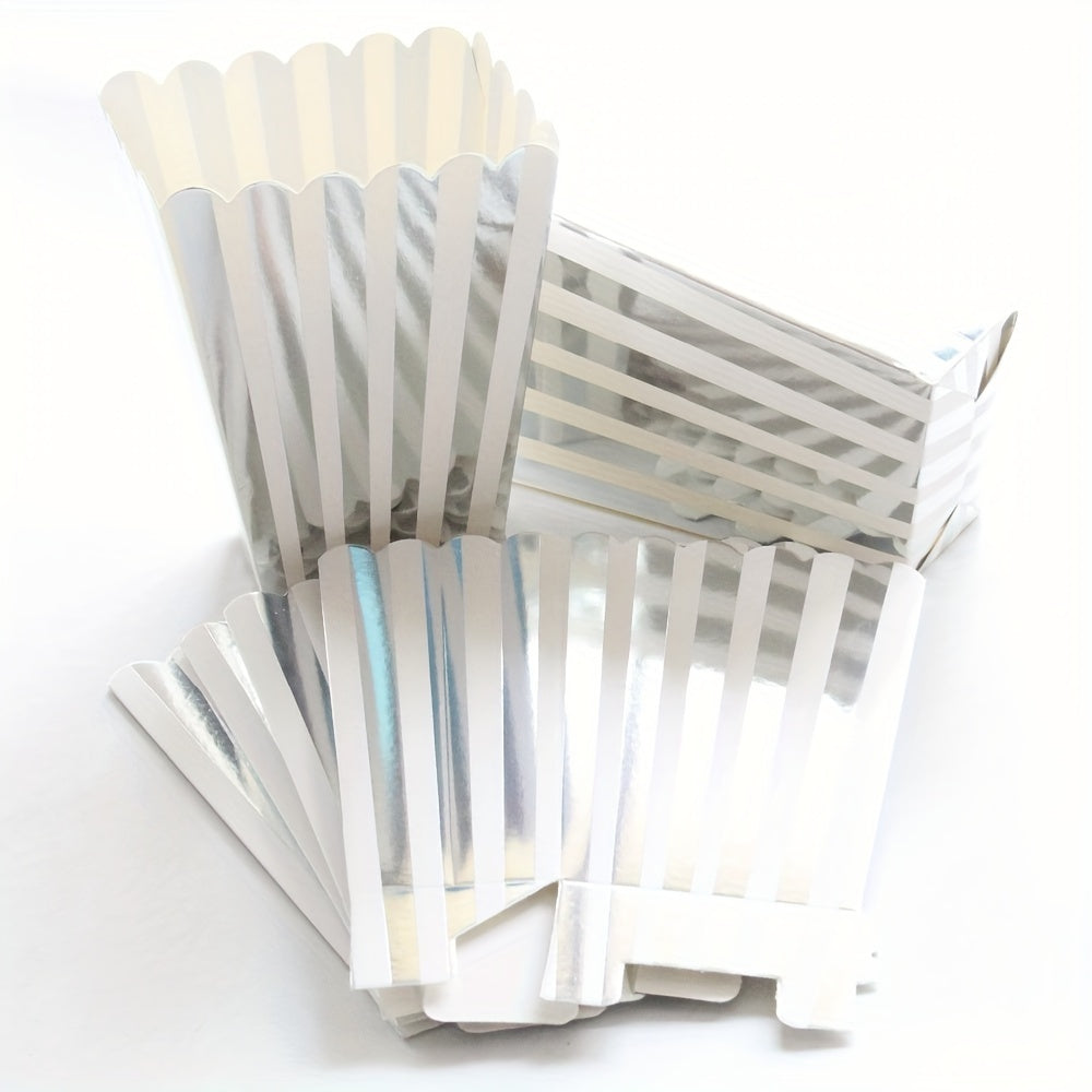 Set of 12 Cardboard Popcorn and French Fry Food Packaging Boxes for Parties and Theaters