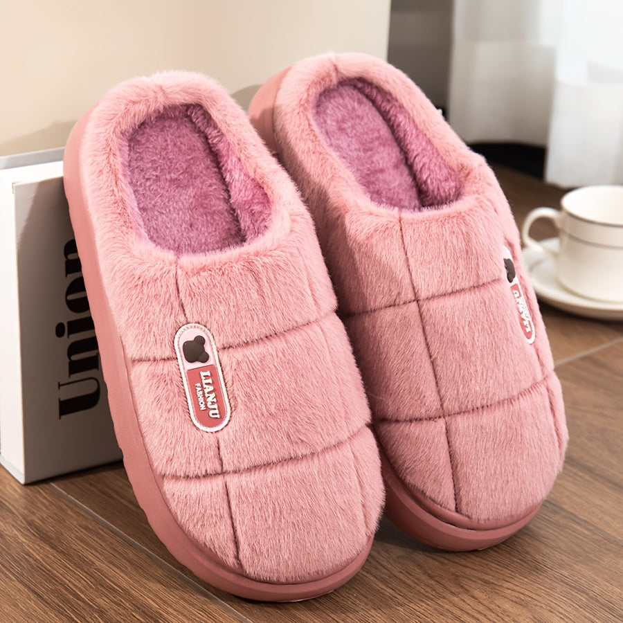 Women's Plush Slippers Warm Anti-slip Indoor Footwear for Autumn and Winter