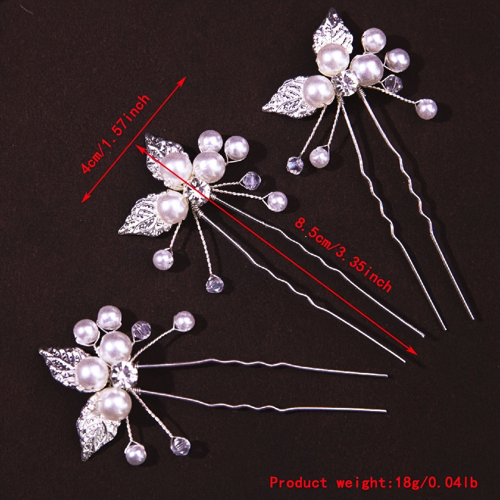 Golden Pearl and Diamond Bridal Hair Accessories for Wedding Dress Headwear