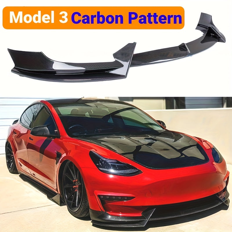 Car Front Lip Spoiler Splitter Body Kit for Tesla Model 3 and Y Glossy Black