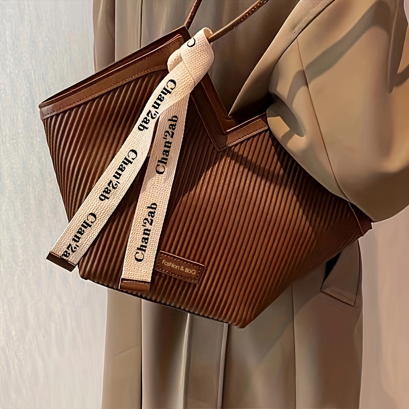 Faux Leather Tote Bag for Work Large Capacity Trendy Design