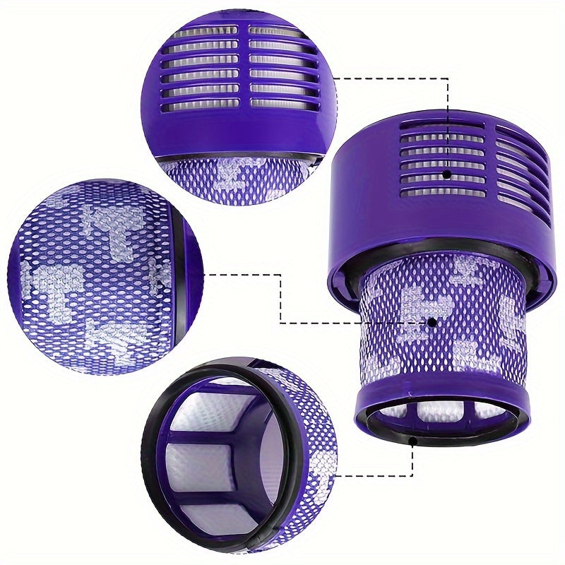 Dyson uchun to'rtta yuviladigan va qayta ishlatiladigan V10 seriyali HEPA almashtirish filtrlarining ikki to'plami, Cyclone, Absolute, Animal, Total Clean modellari bilan mos keladi - Tozalash cho'tkasi bilan birga keladi