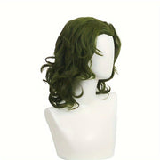 Green 18-Inch Curly Cosplay Wig for Halloween Costume Short Hairpiece