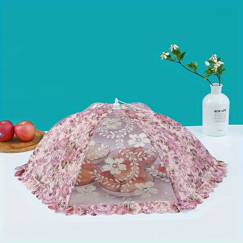 Foldable Floral Food Cover with Large Capacity, Rectangular and Round Mesh Dust Fly Protection
