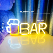 Pink Neon Beer Mug Wall Sign 35x14cm LED Light for Party Decor Bedroom Dorm
