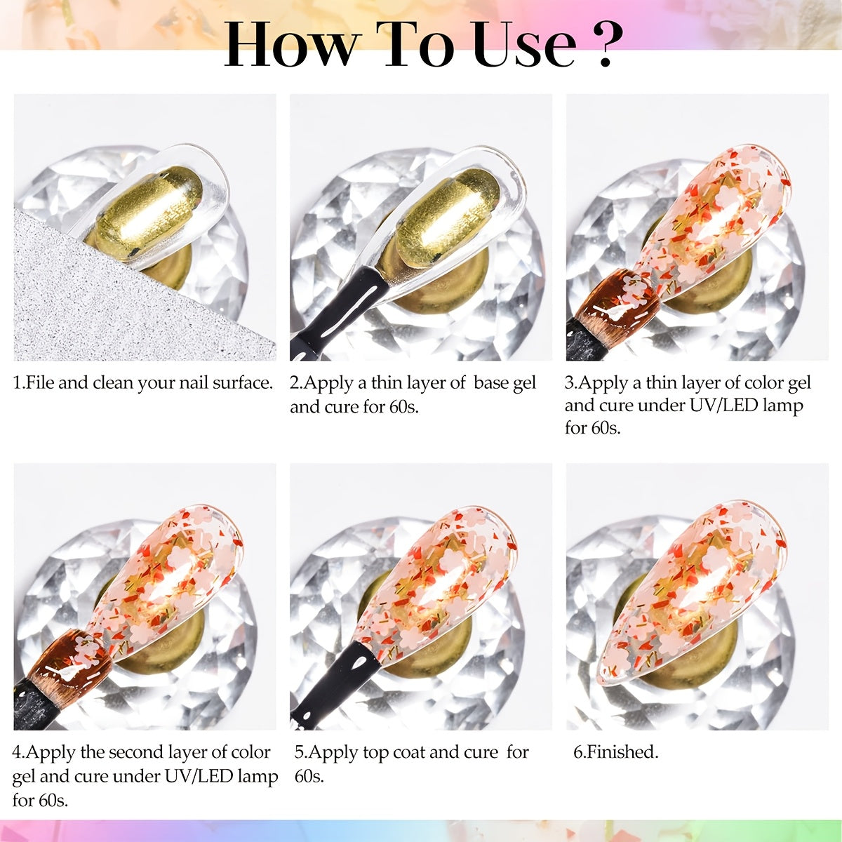 Unscented Metal Compatible Gel Nail Polish with Dried Flower Design for DIY Manicures