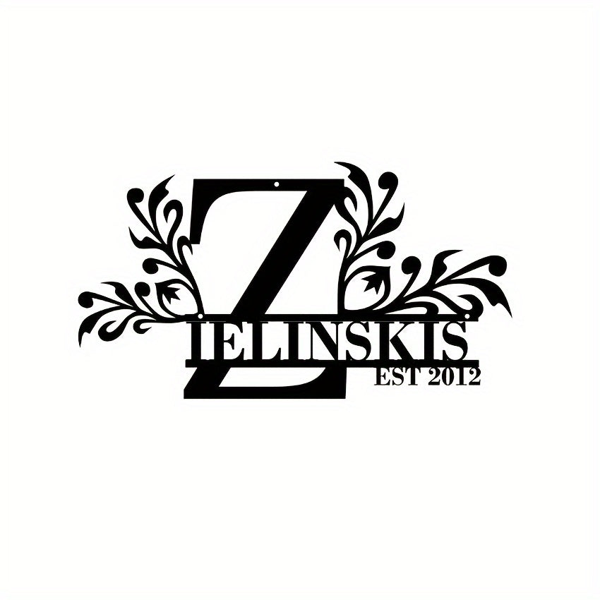 Personalized Metal Family Name Sign Custom Last Name and Date Outdoor Door Hanger