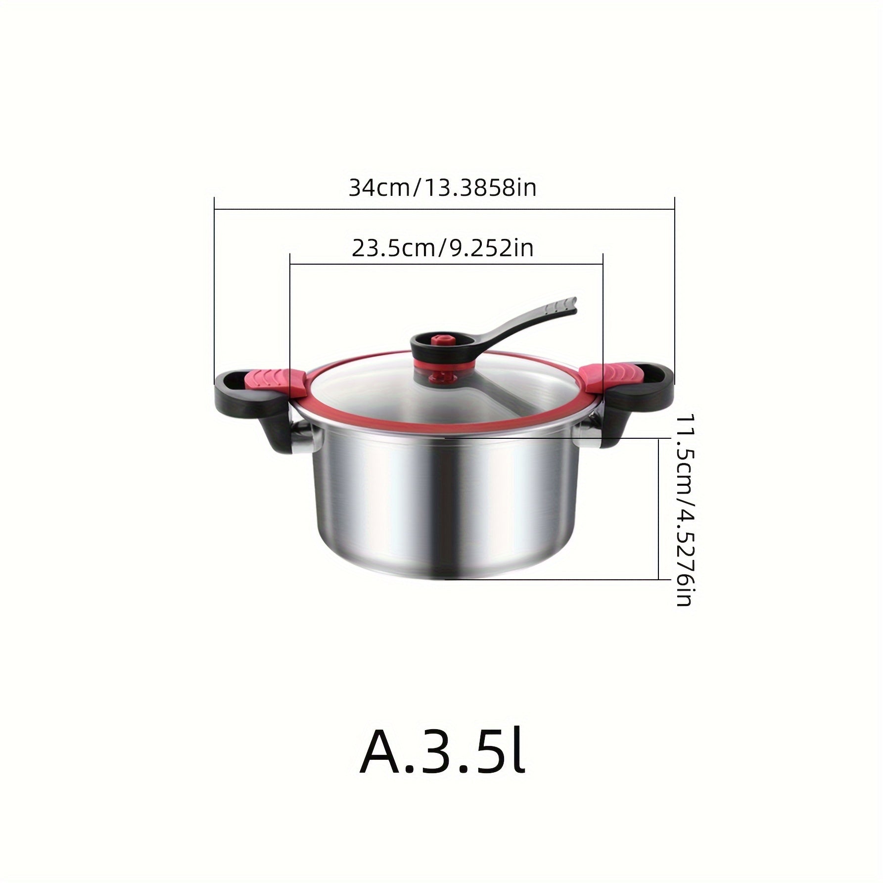 Stainless Steel Soup Pot with Double Bottom Glass Lid for Food Processing and Cooking