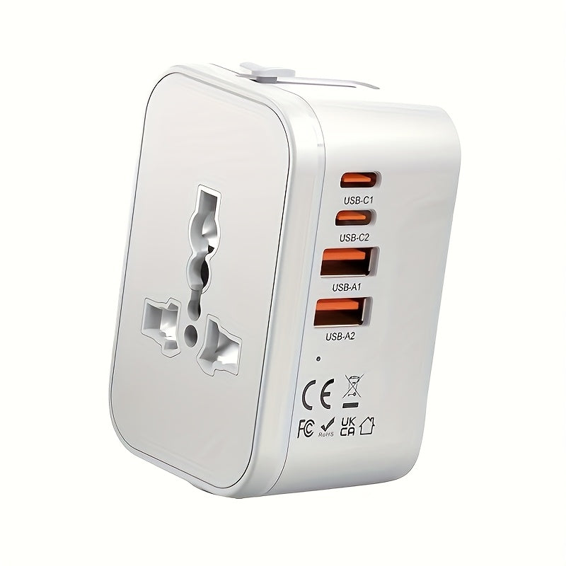 Adaptador de viaje universal con carga rápida GaN compacto y duradero, compatibilidad mundial 85V-265V
