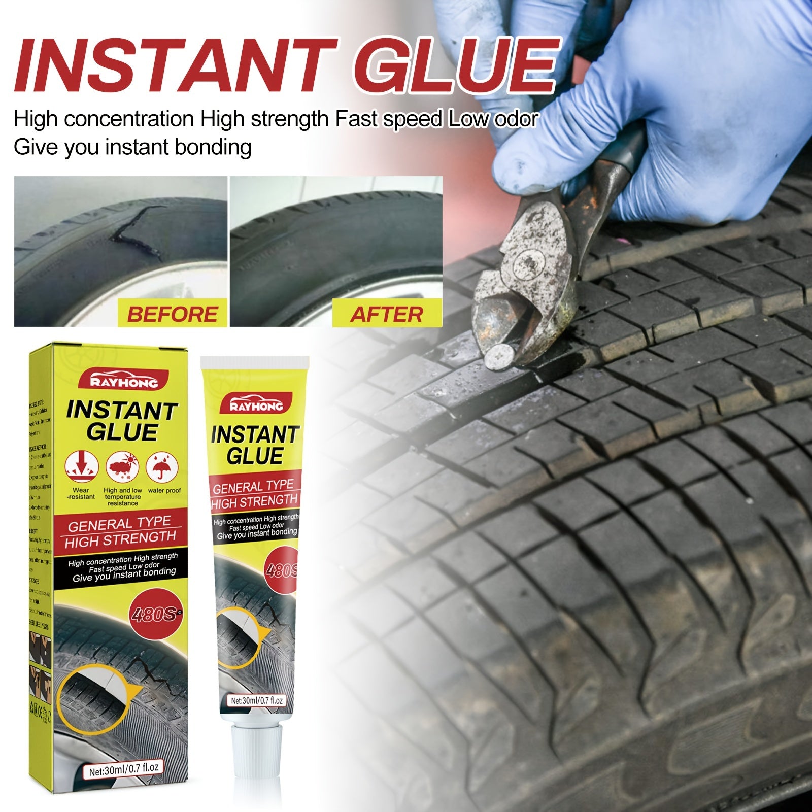 Instant Glue for Car Tire Repair High Strength Waterproof 20G