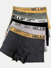 Men's 5-Pack Breathable Polyester Boxer Briefs with Embroidery Mid-Rise Comfort Fit