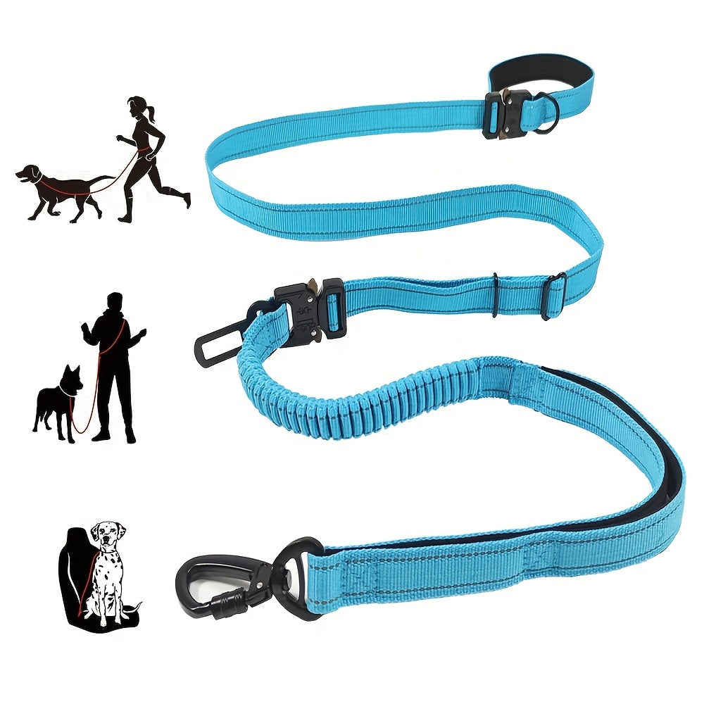6-in-1 Hands-Free Dog Leash for Medium to Large Dogs 3.05m Striped Polyester Shock Absorbing Bungee
