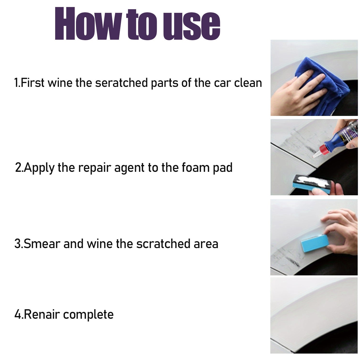 Avtomobil chizig'ini tuzatish uchun universal bo'yoq olib tashlash vositasi va polishing qoldiq bilan to'ldirilgan tozalash komplekti