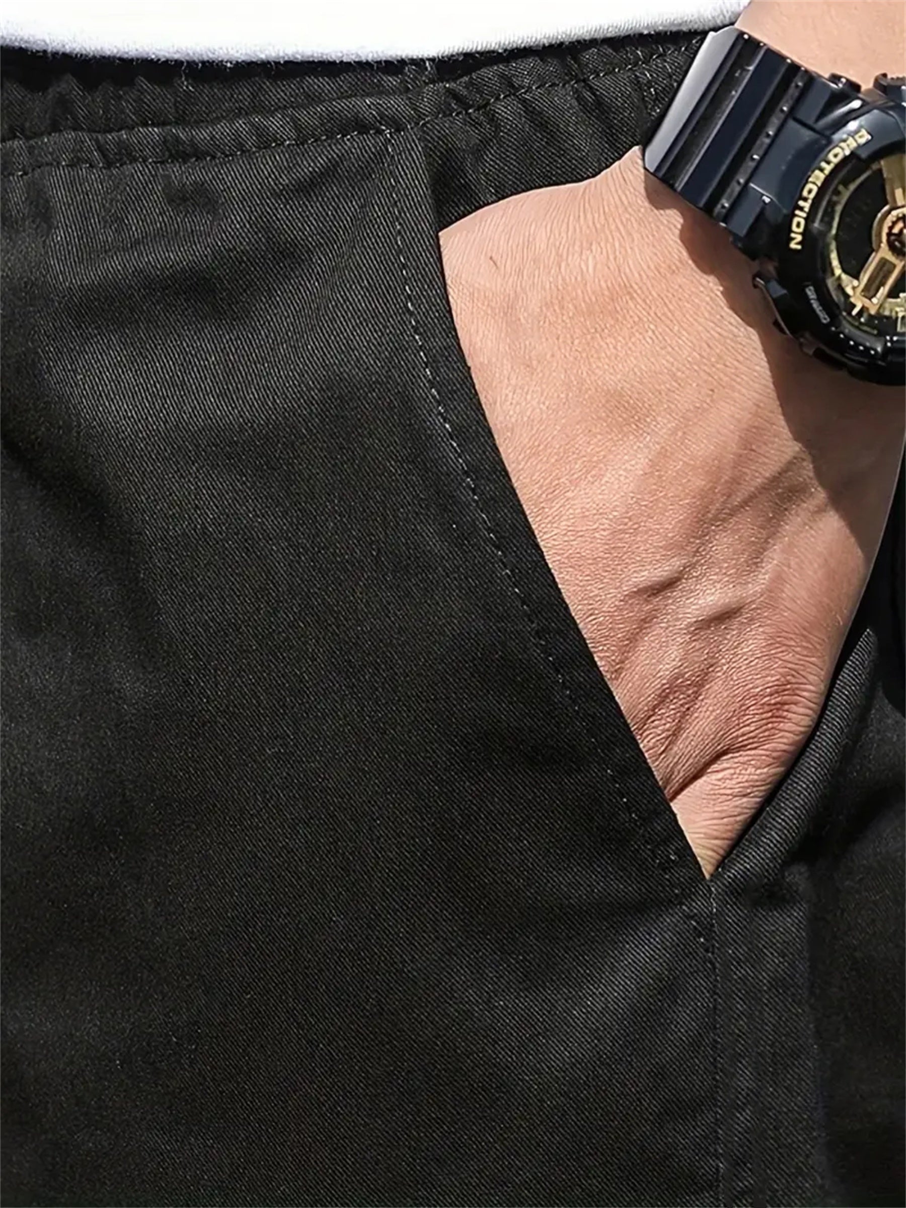 Men's Plus-Size Cargo Shorts Lightweight Polyester Pockets Drawstring Streetwear Basketball