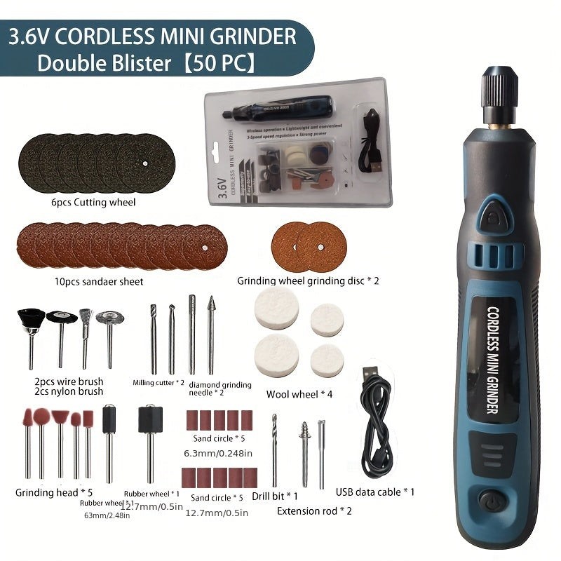 Juego de molinillo eléctrico recargable para grabado y pulido DIY