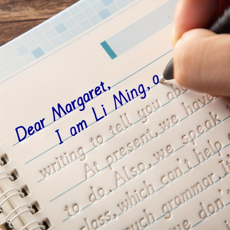 English Handwriting Practice Set with Reusable Calligraphy Alphabet Book and Writing Tools