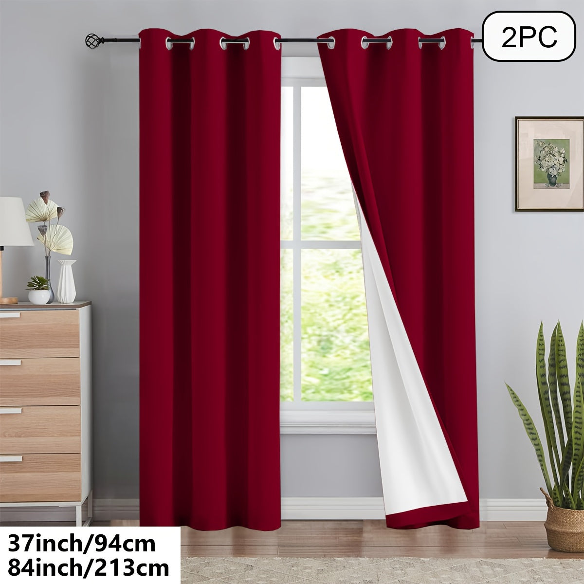 Blackout Curtains 54x84 Inches Off-White Grommet Full Blackout with White Lining