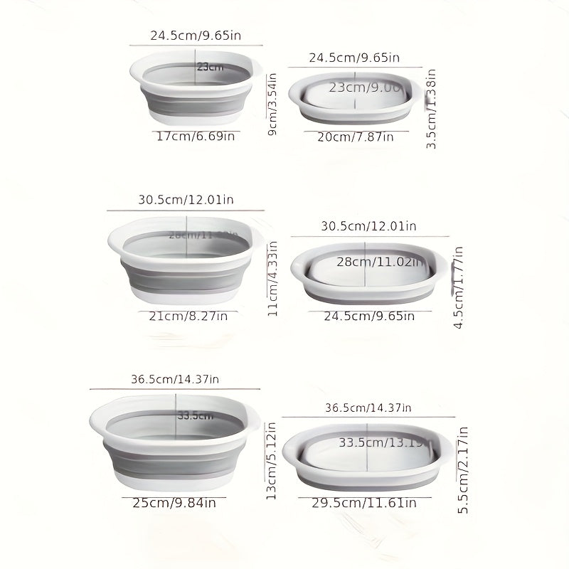 Foldable Plastic Basins Set for Washing Face Vegetables and Feet, Multi-Use