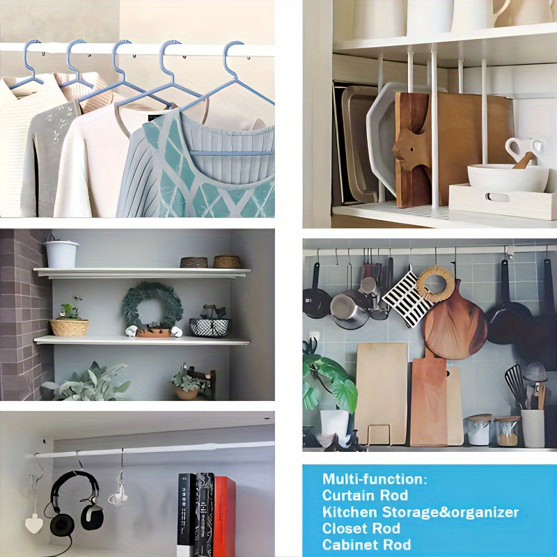 Adjustable Metal Curtain Rods Set with White Ends for Home Decor