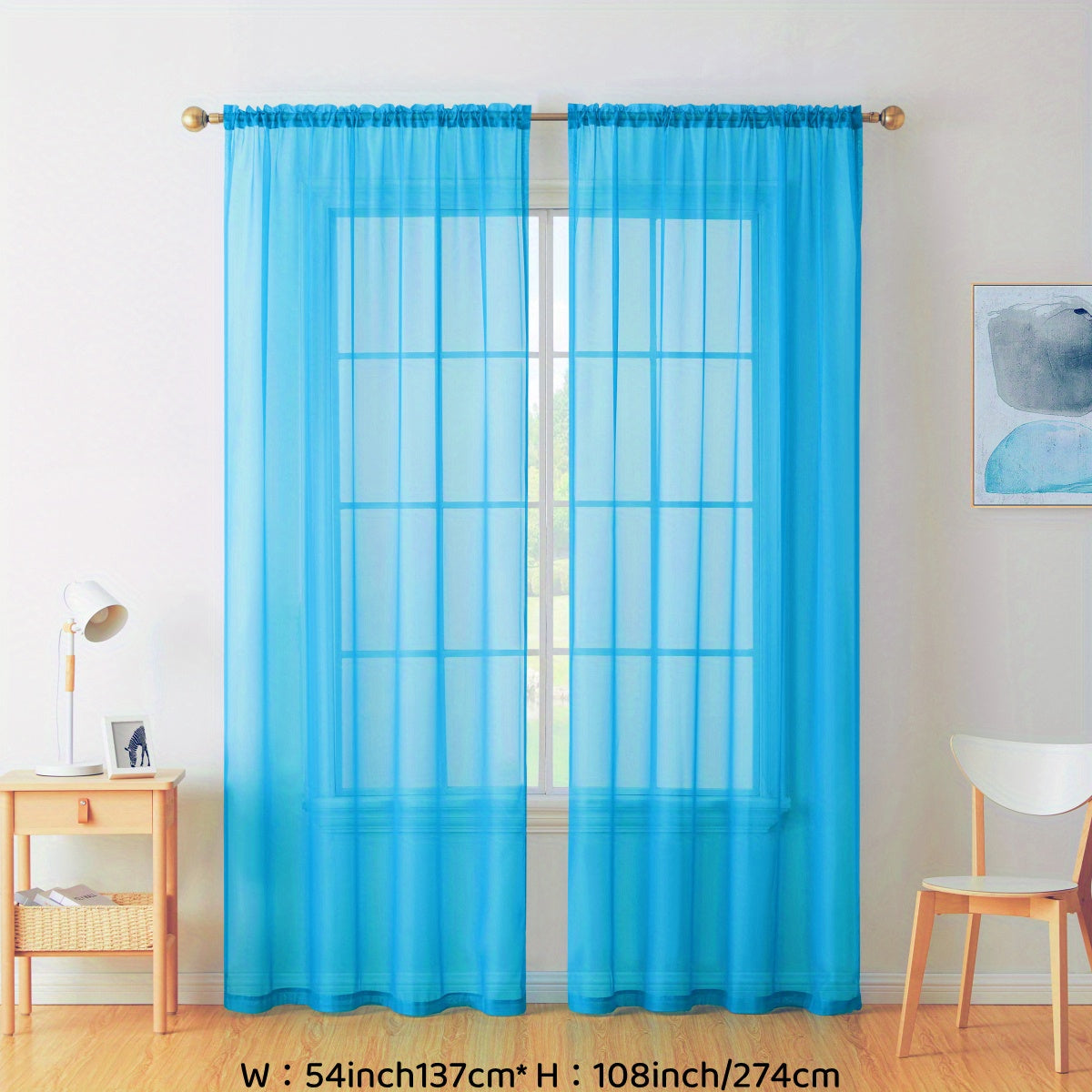 Sheer Voile Curtain Panels for Living Room Bedroom Kitchen Semi-Transparent Polyester