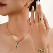 5-Piece Bridal Jewelry Set Necklace Earrings Bracelet Ring Cubic Zirconia Elegant Wedding Accessories