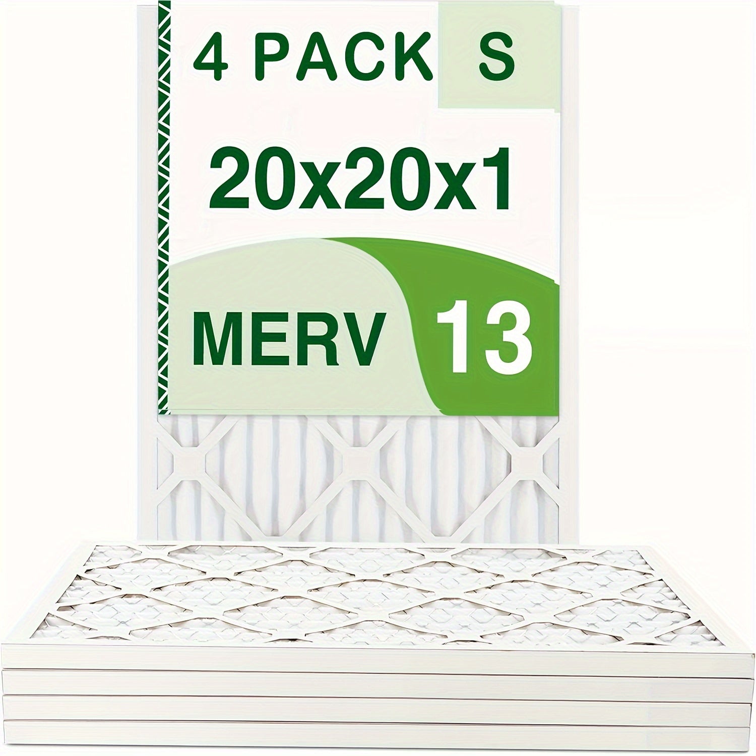 4 ta MERV 13 qiyshiq havo filtrlari to'plami, 50.8x50.8 sm - AC va pech uchun ideal, kuchli qattiq qog'oz ramka va metall mustahkamlash, yuqori samaradorlik